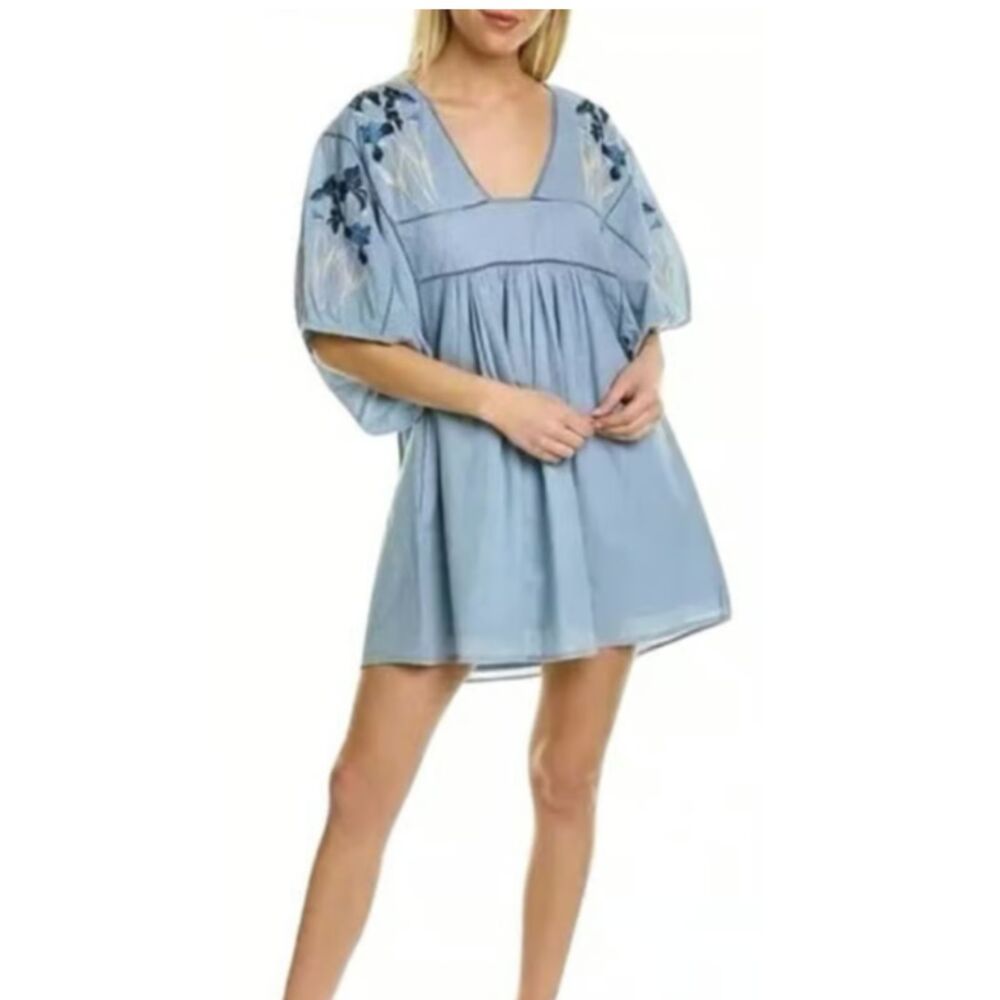 St. Roche Lake Organic Cotton Mini Dress Size Small Wedgewood Blue NWT